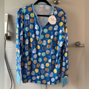 Little Sleepies Blue Cookies & Milk Women’s top XL bamboo